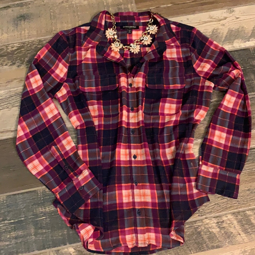 Banana Republic Sheer Button Up Blouse